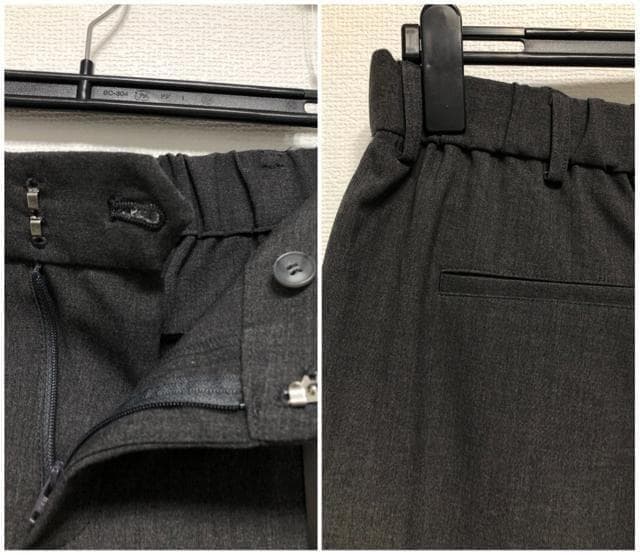 新品☆LLグレー系9分丈テーパードパンツスーツストレッチ仕事フォーマル◯G265