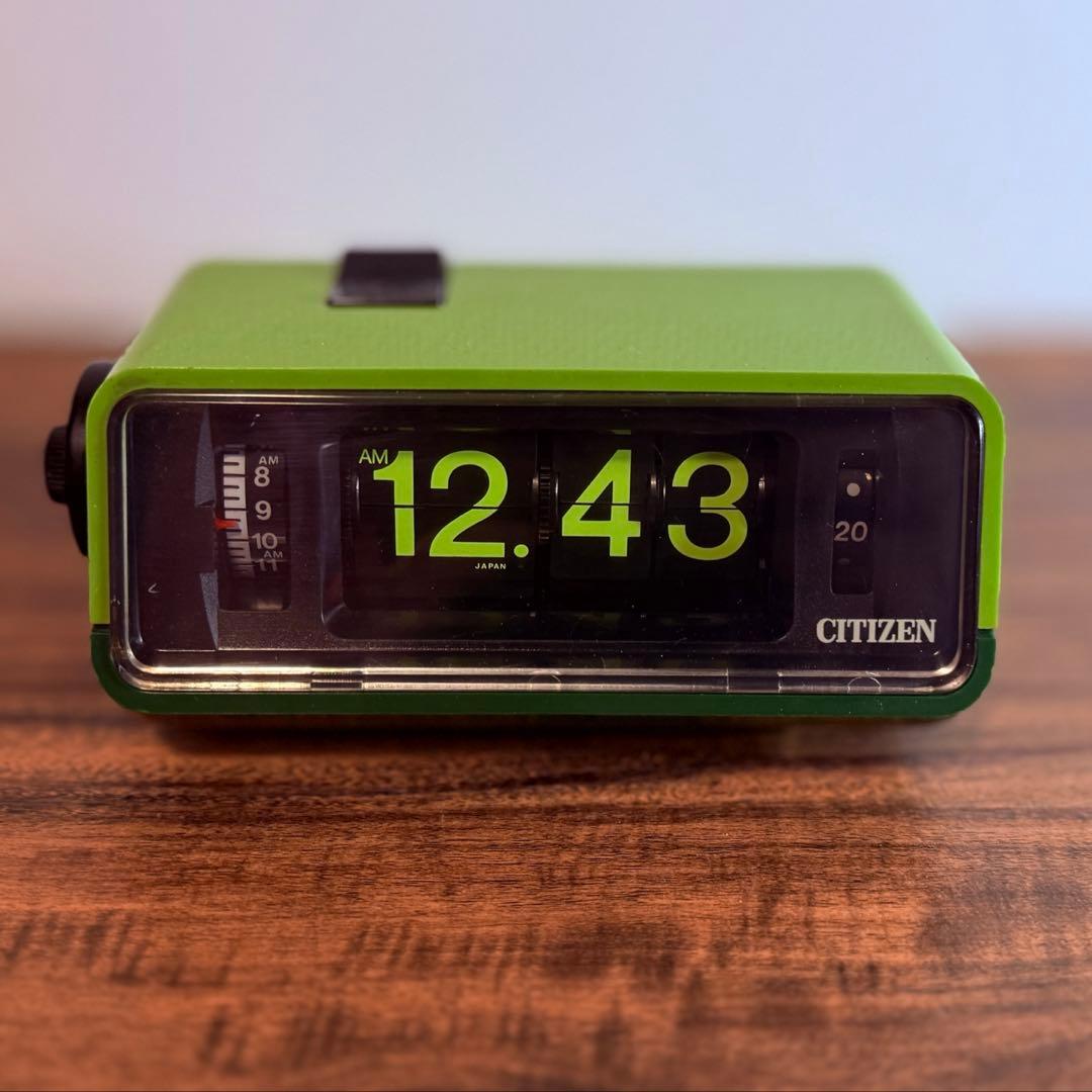 【メンテ済・動作正常】CITIZEN パタパタ時計 ハイリーフ・カーチス緑