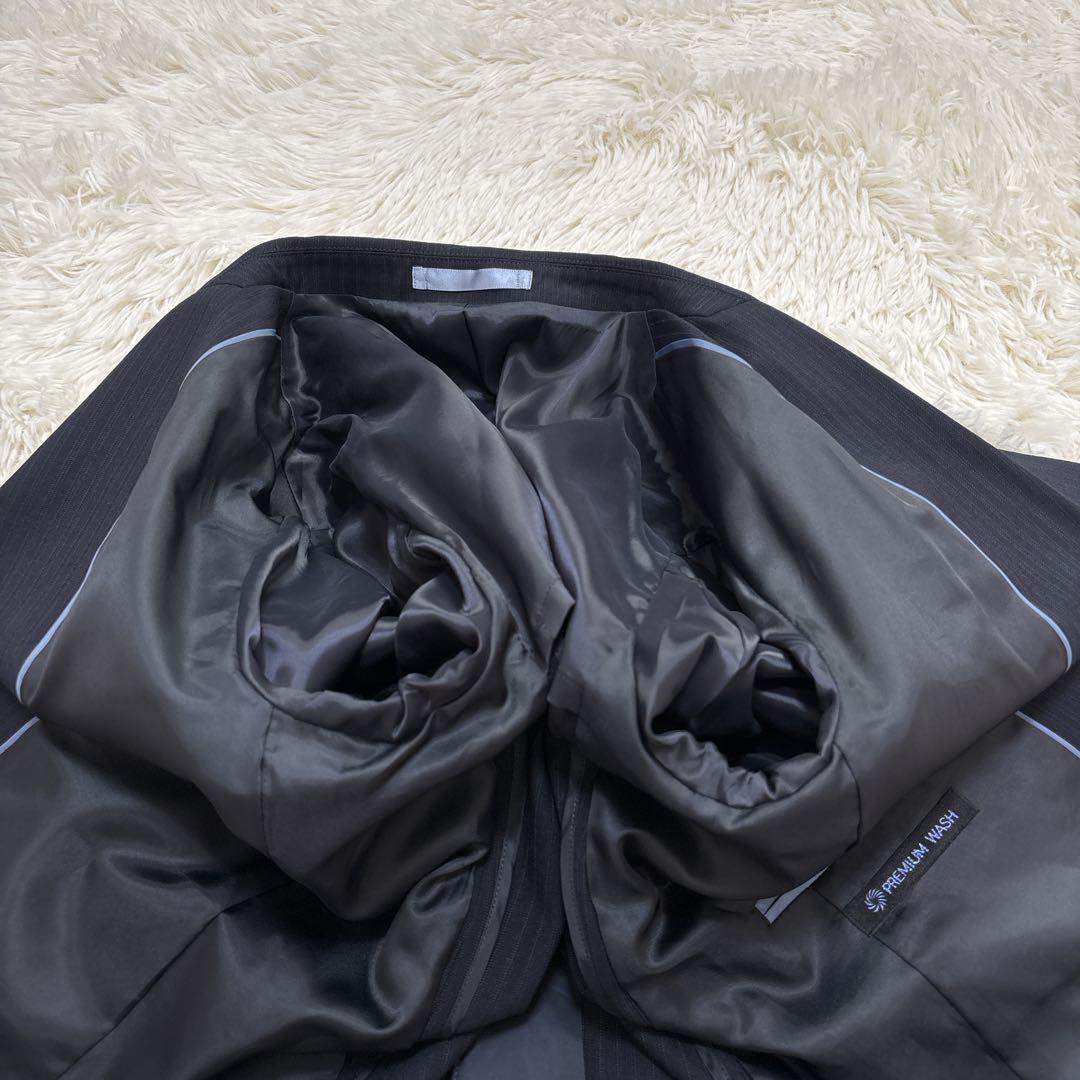 【未使用品】レミュー　セットアップ　ウォッシャブル　ストレッチ　ネイビー　L-M