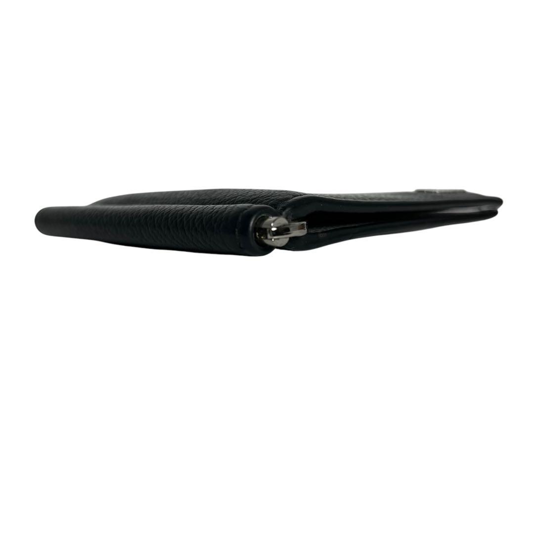 極美✨プラダ マネークリップ 札入れ シボ革 ロゴ金具 バイカラー 黒 グレー