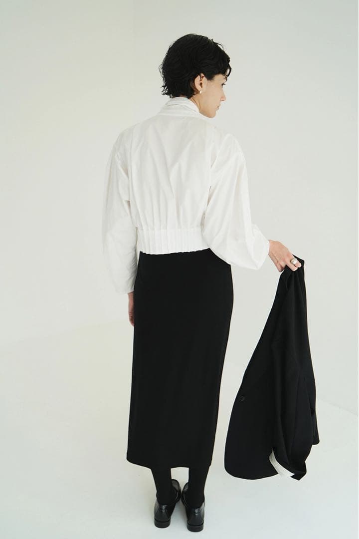 CLANE RIBBON ZIP SHIRTS WHITE トップス ブラウス