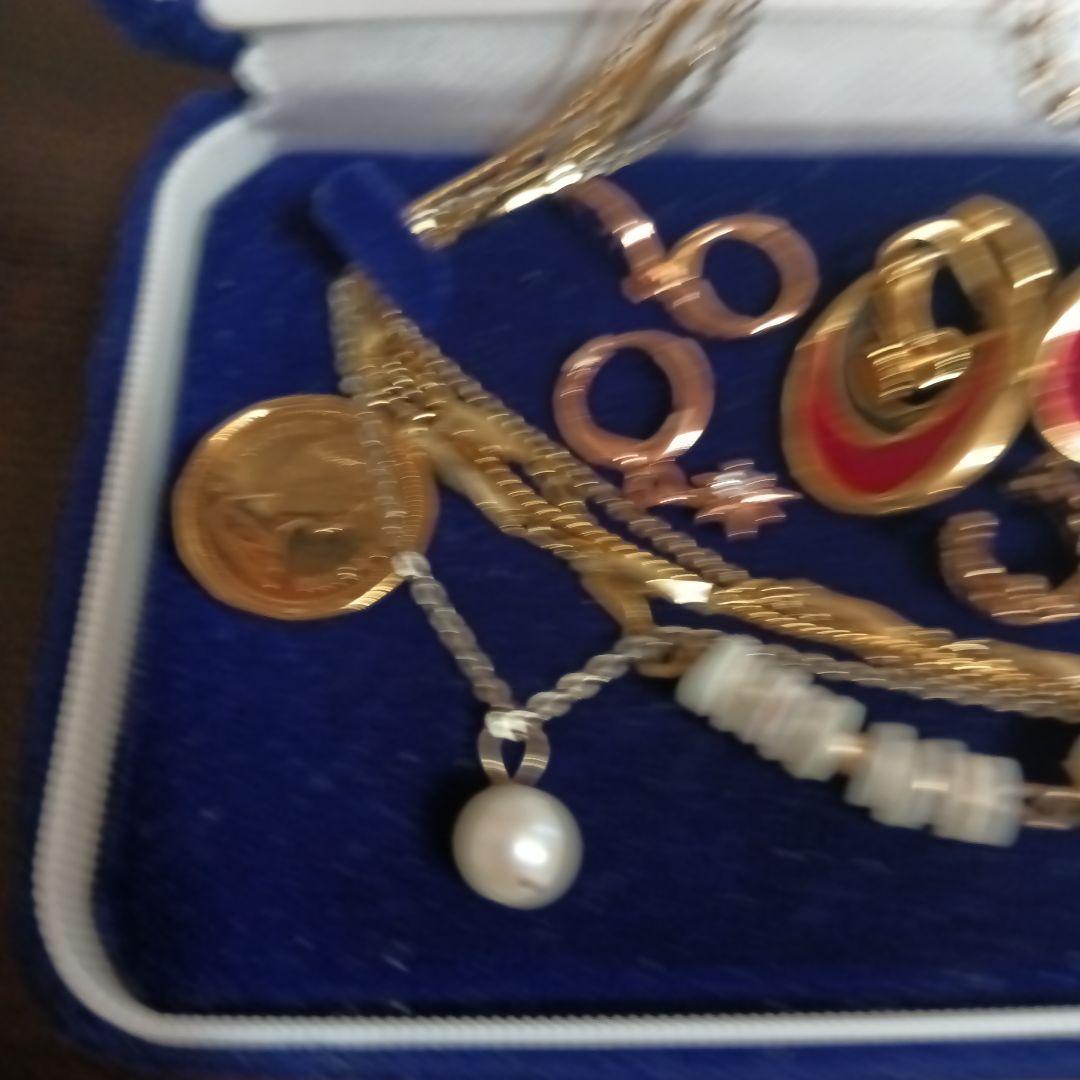 遺品生前整理アクセサリーまとめ K18パールトップ14Kgpリング、イヤリング、