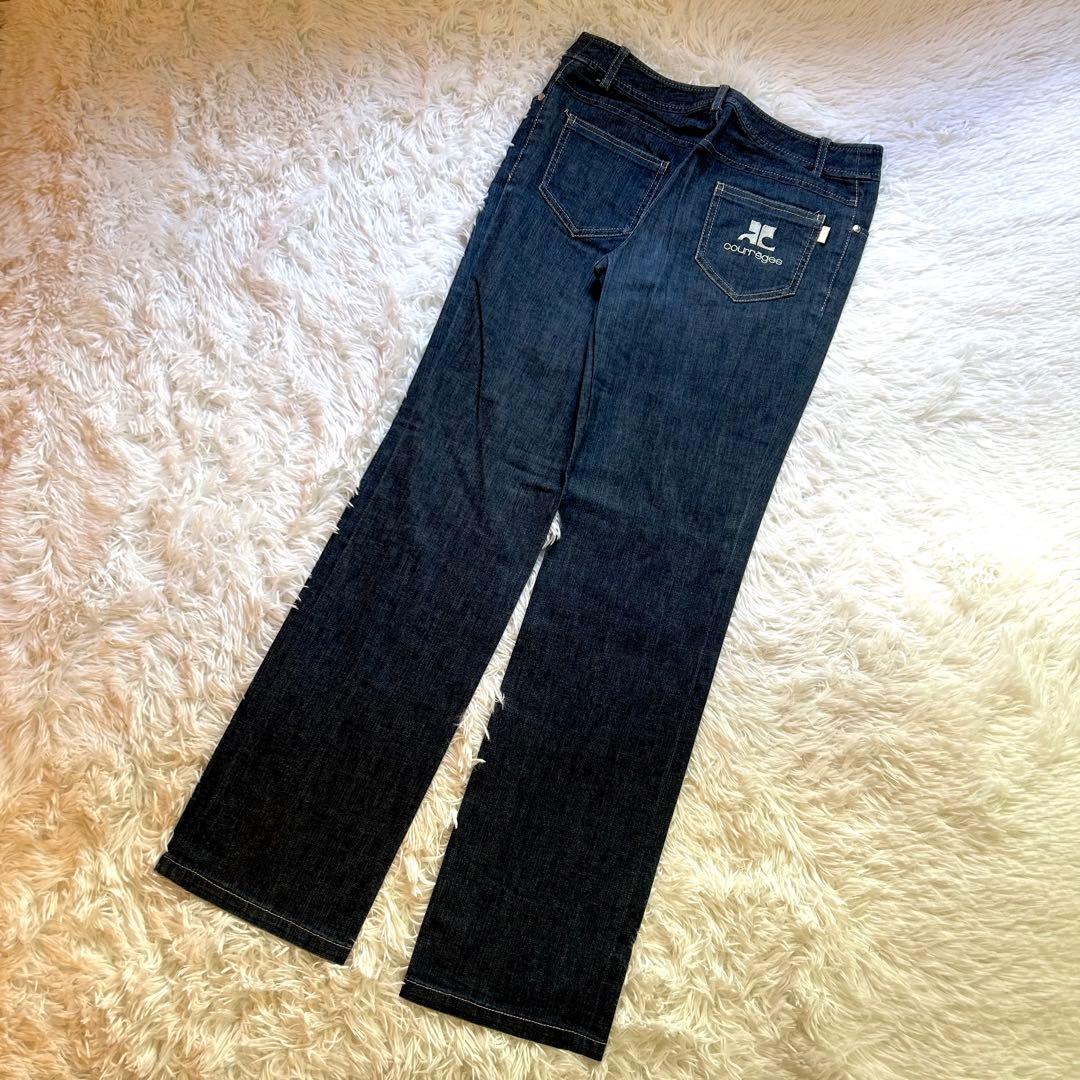 vintage courreges denim pants バックロゴ　希少
