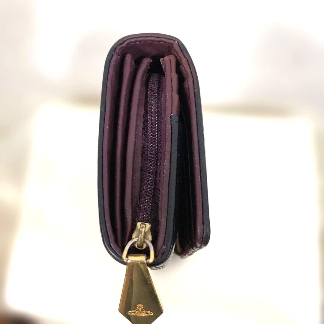 【人気】VivienneWestwood⭐️ブラック オーブ型押し長財布　金ロゴ付