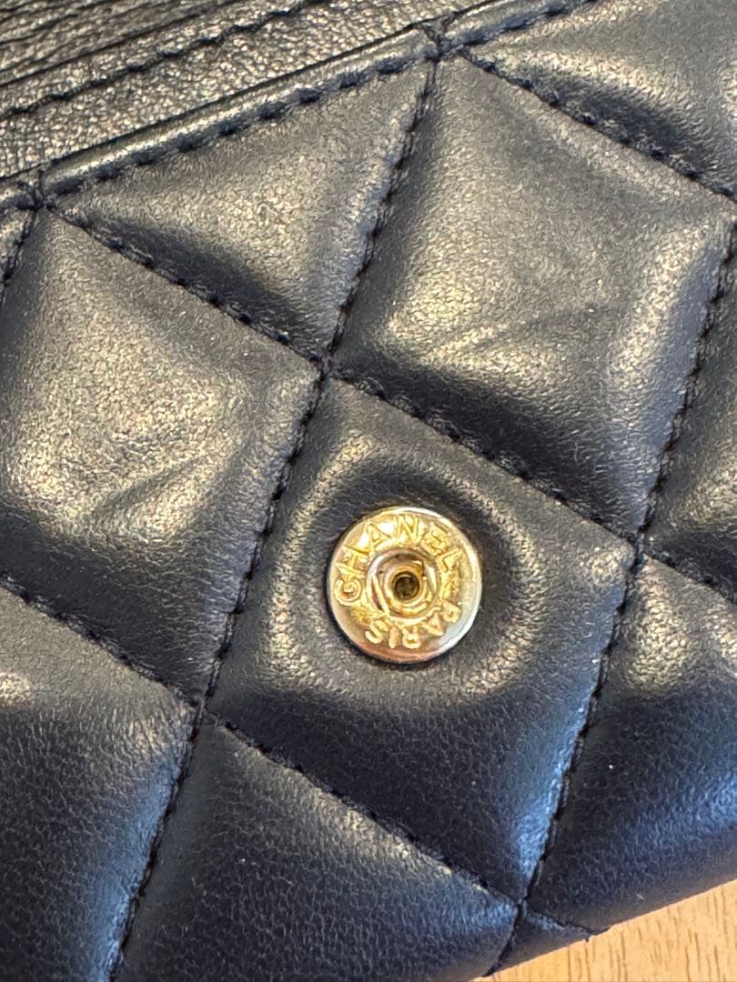 【美品】CHANEL シャネル 名刺入れ マトラッセ ブラック ラムスキン