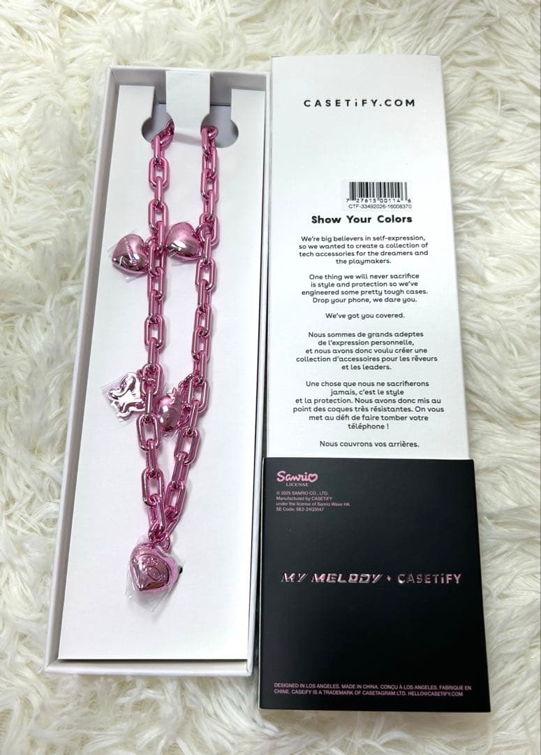 CASETiFY マイメロディーピンクハートチェーンストラップ　スマホストラップ