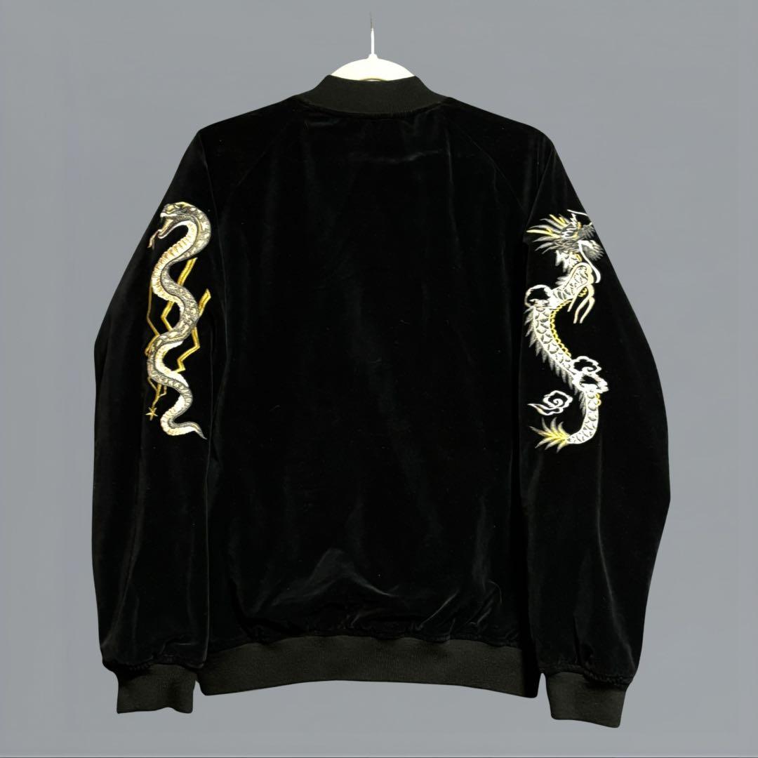 希少 Schott スカジャン リバーシブル 龍刺繍 No.13 ベロア M 黒