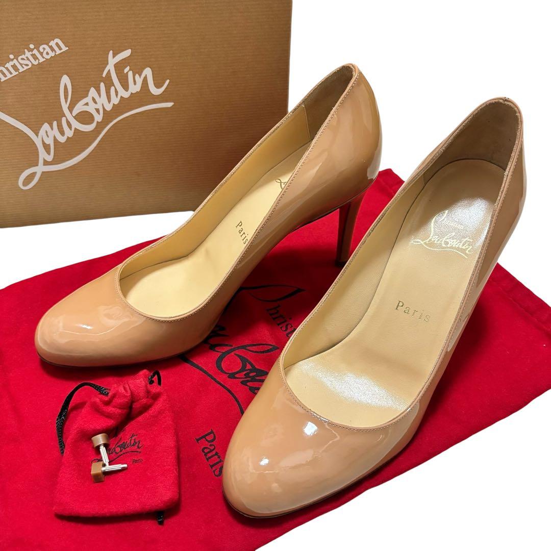 【限界価格/美品】クリスチャンルブタン シンプルパンプ 38 ヌード ベージュ