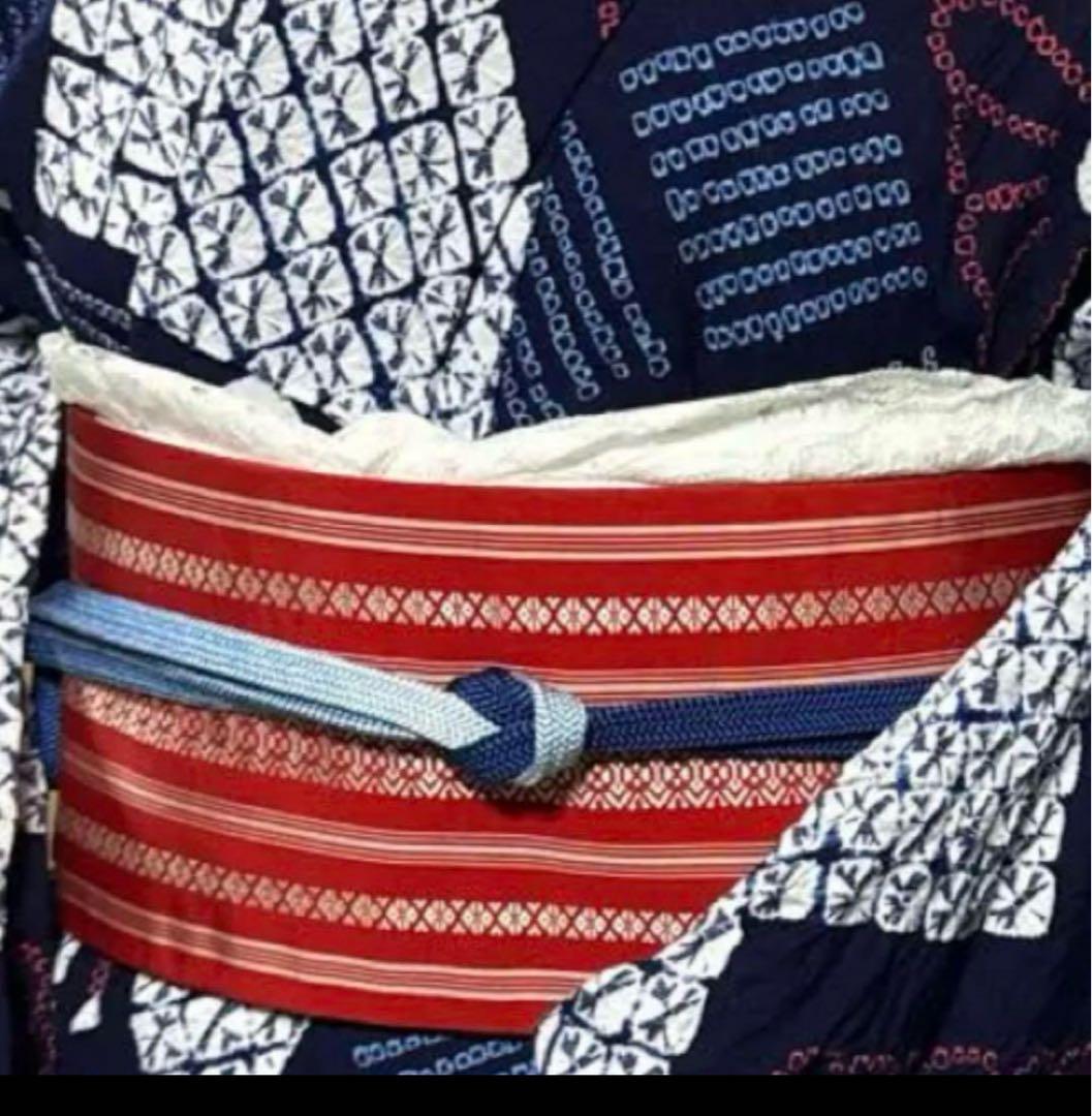 有松鳴海絞りフルセット4点 博多半幅帯＋帯締め＋帯揚げ＋高級浴衣　桁70