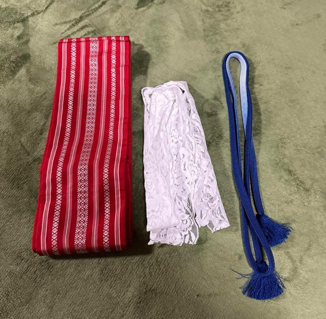 有松鳴海絞りフルセット4点 博多半幅帯＋帯締め＋帯揚げ＋高級浴衣　桁70