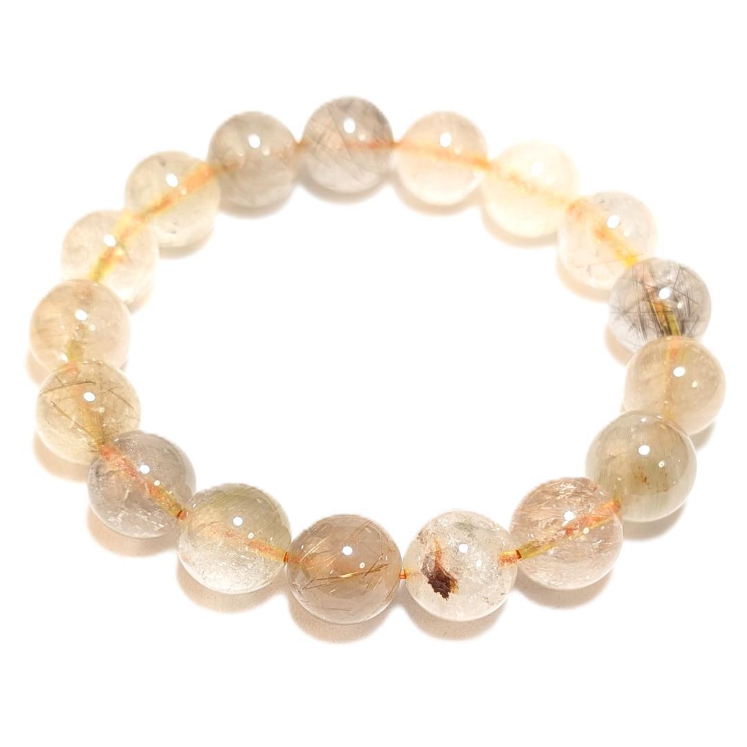 透明感重視 ゴールドルチルクォーツ ブレスレット 12ミリ 金針水晶 最強天然石