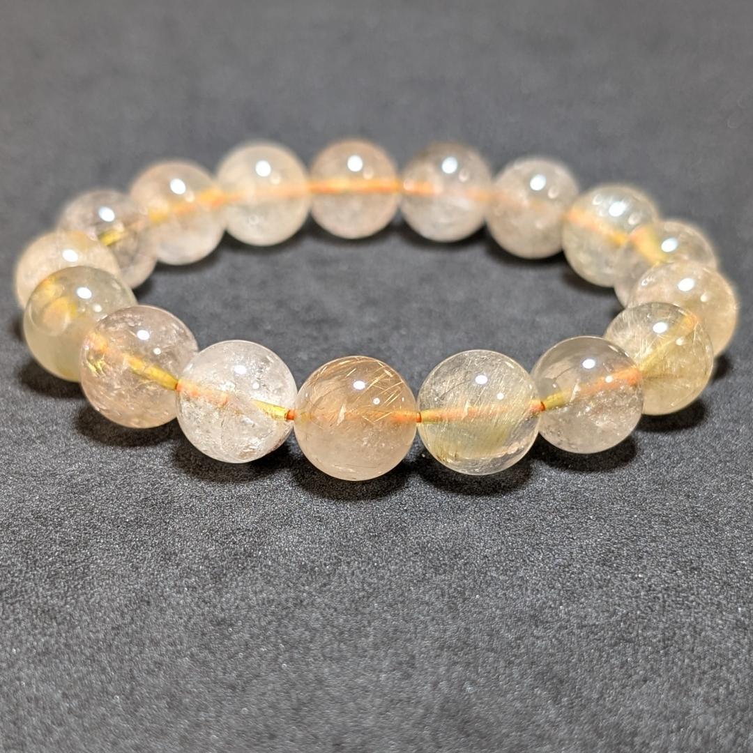 透明感重視 ゴールドルチルクォーツ ブレスレット 12ミリ 金針水晶 最強天然石