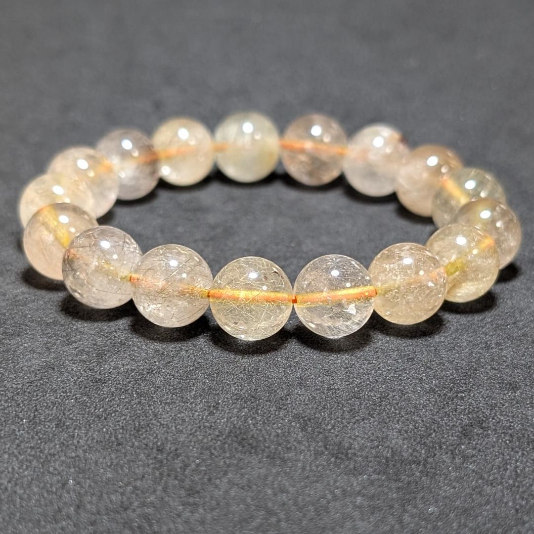 透明感重視 ゴールドルチルクォーツ ブレスレット 12ミリ 金針水晶 最強天然石