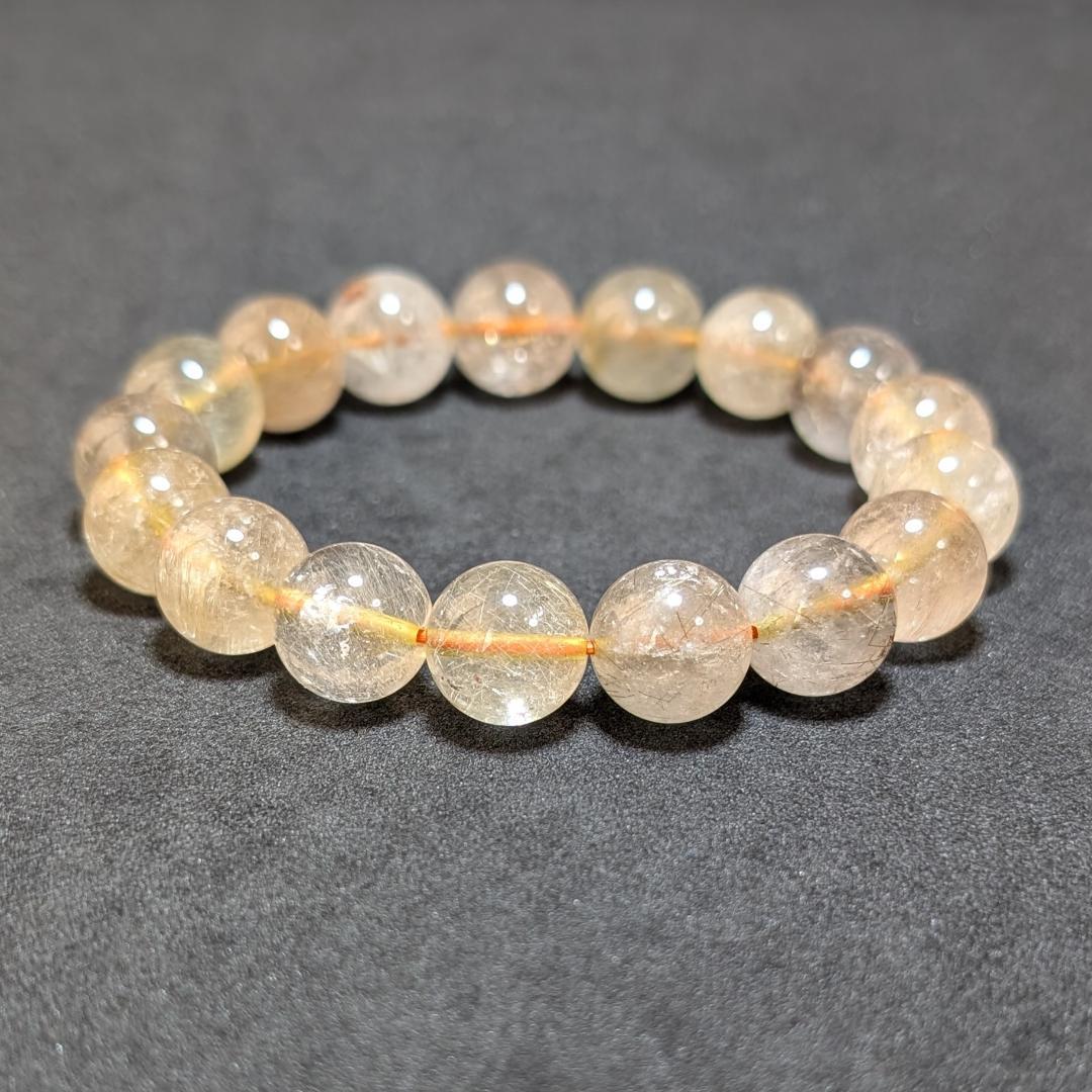 透明感重視 ゴールドルチルクォーツ ブレスレット 12ミリ 金針水晶 最強天然石