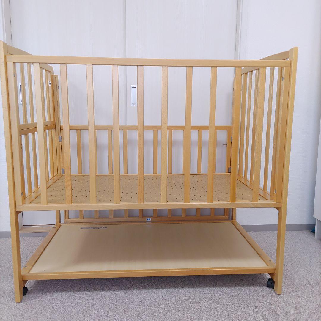 【イーナ】ヤマサキ　ベビーベッド　ツーオープン　ハイタイプ