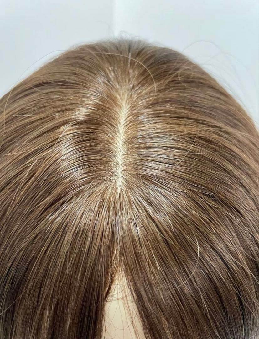 フルウィッグ人毛100%人毛ウィッグ医療ウィッグロングストレート センターパート