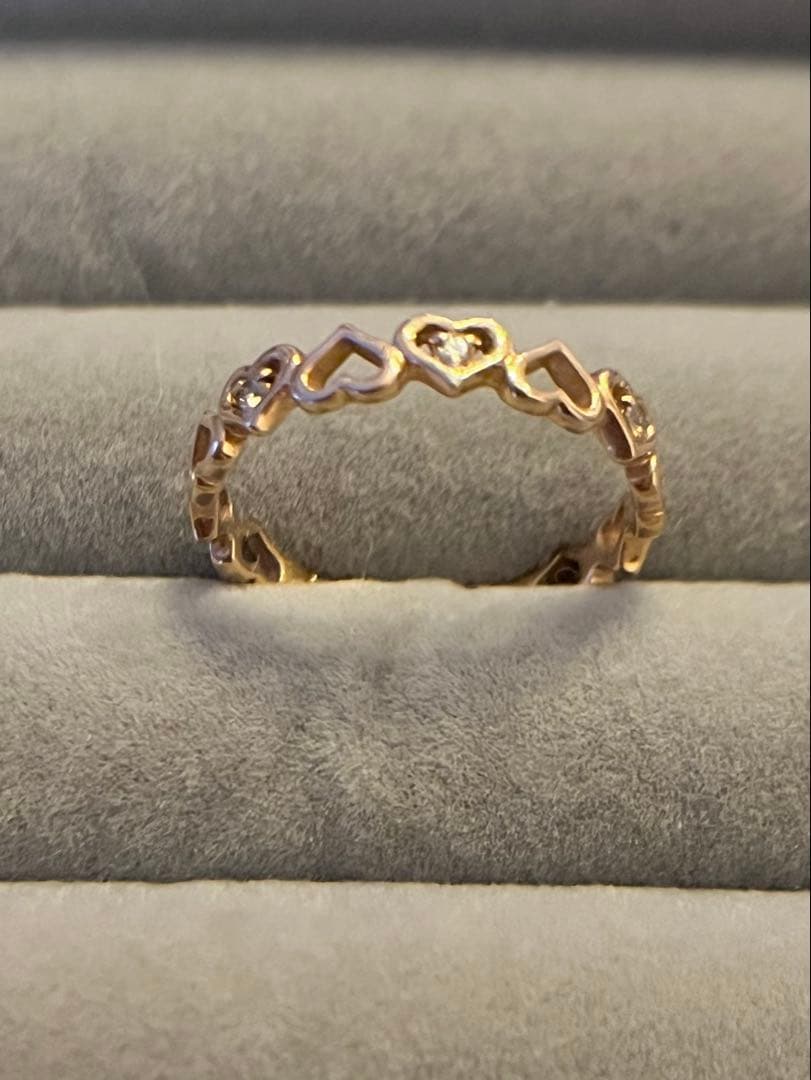 最終k10PGダイヤモンドハート透かしリング
