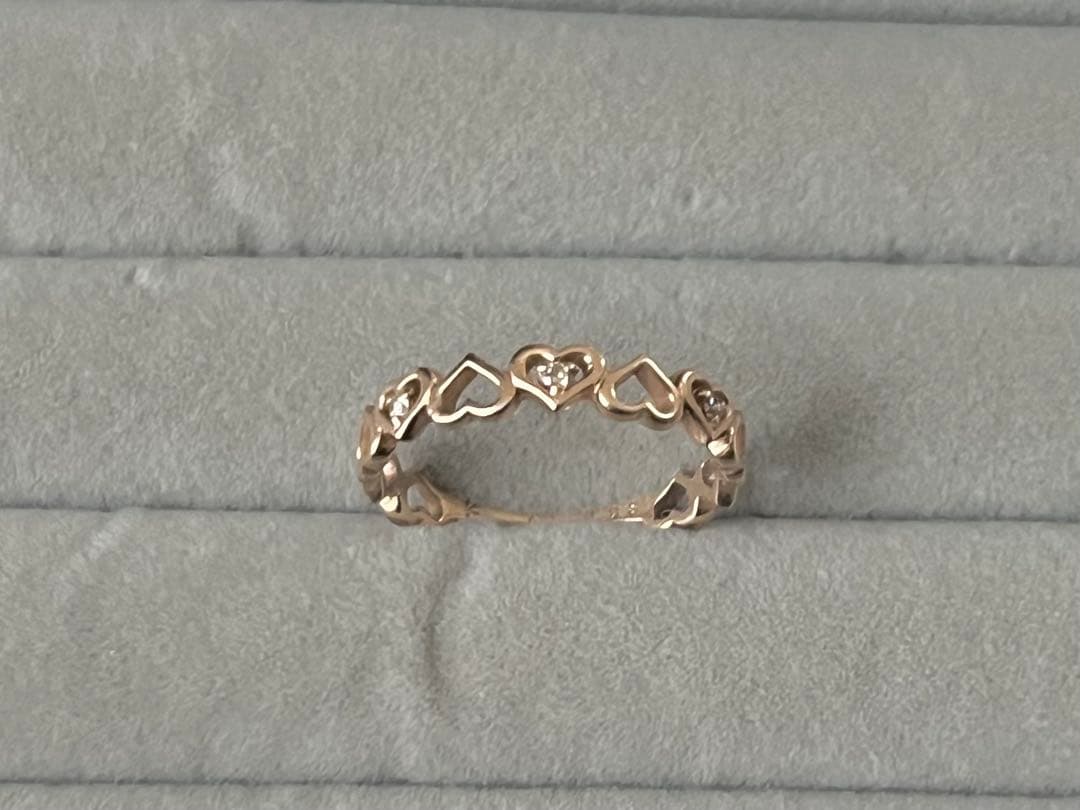 最終k10PGダイヤモンドハート透かしリング