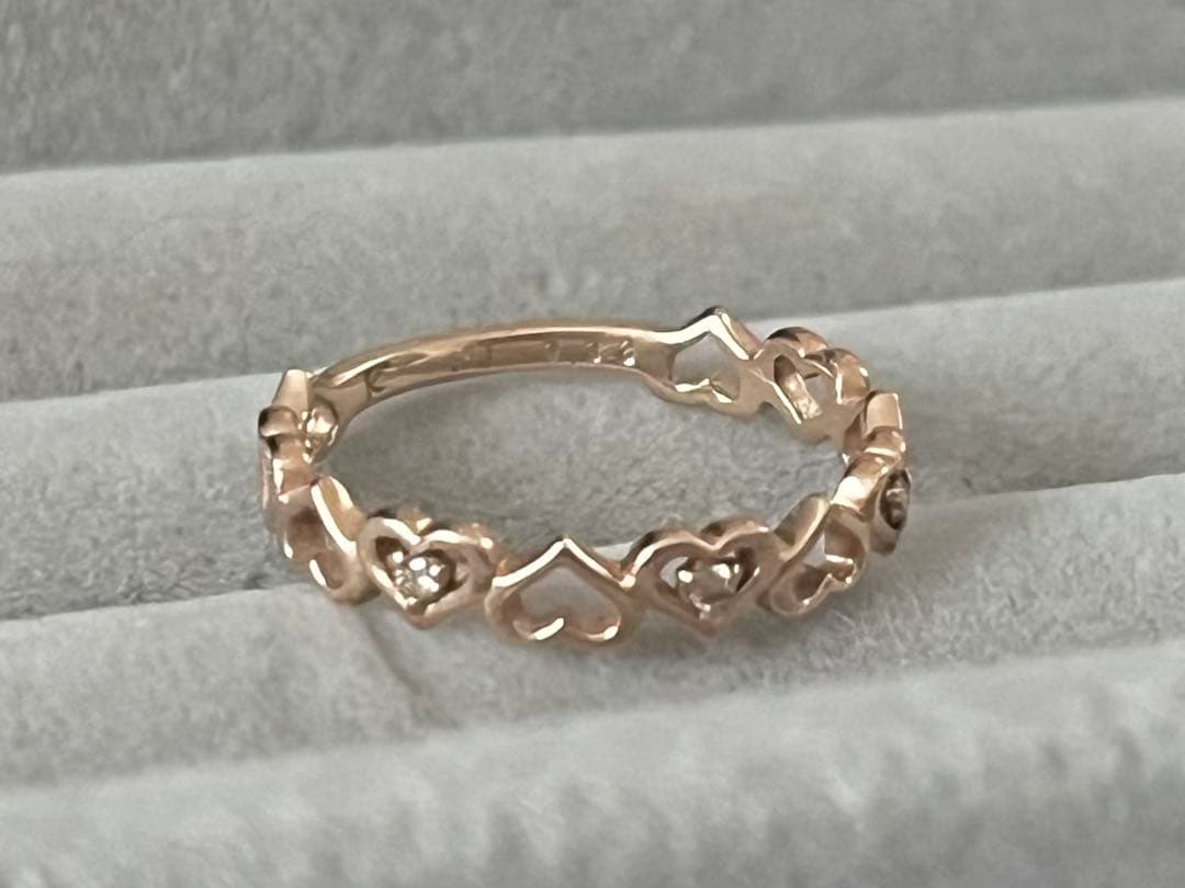 最終k10PGダイヤモンドハート透かしリング