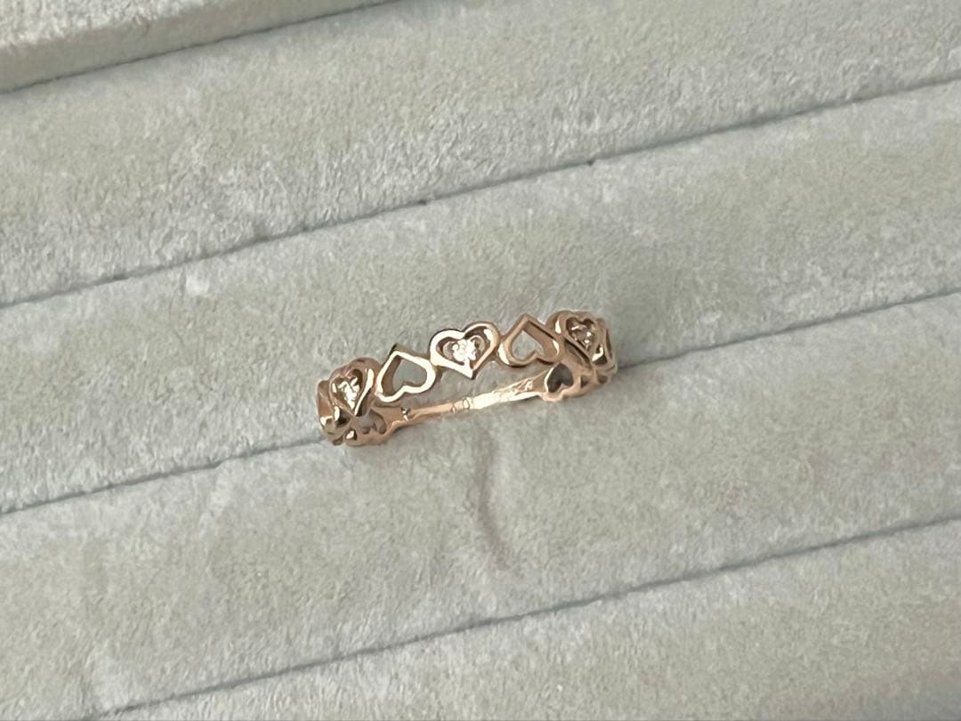 最終k10PGダイヤモンドハート透かしリング