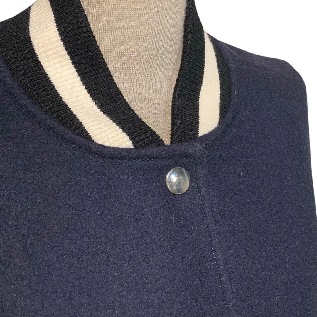 【美品】MSGM ウール スタジャン 総柄 オーバーサイズ M ネイビー