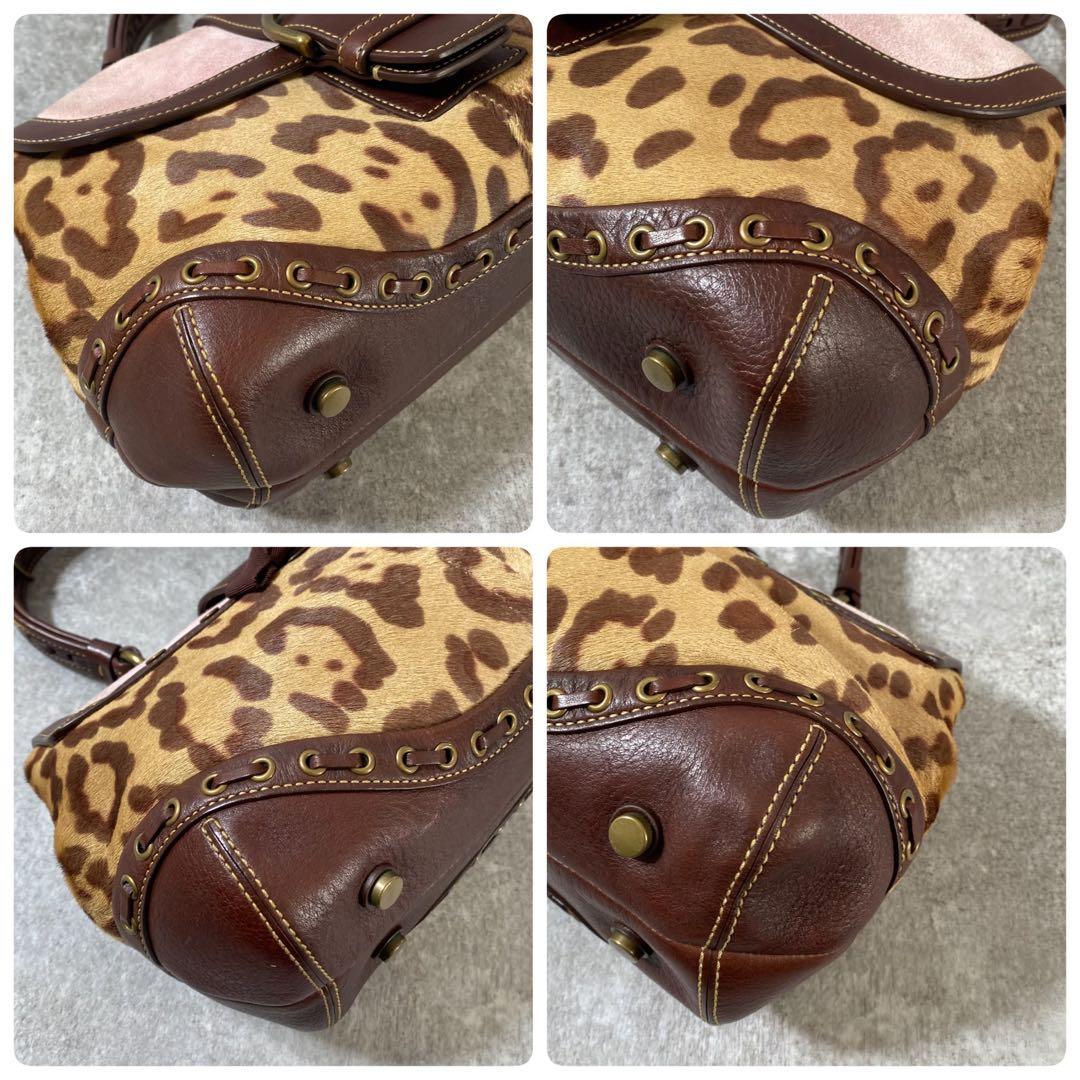 極美品　COACH ソーホー トート　ワンショルダーバッグ レオパード　ハラコ