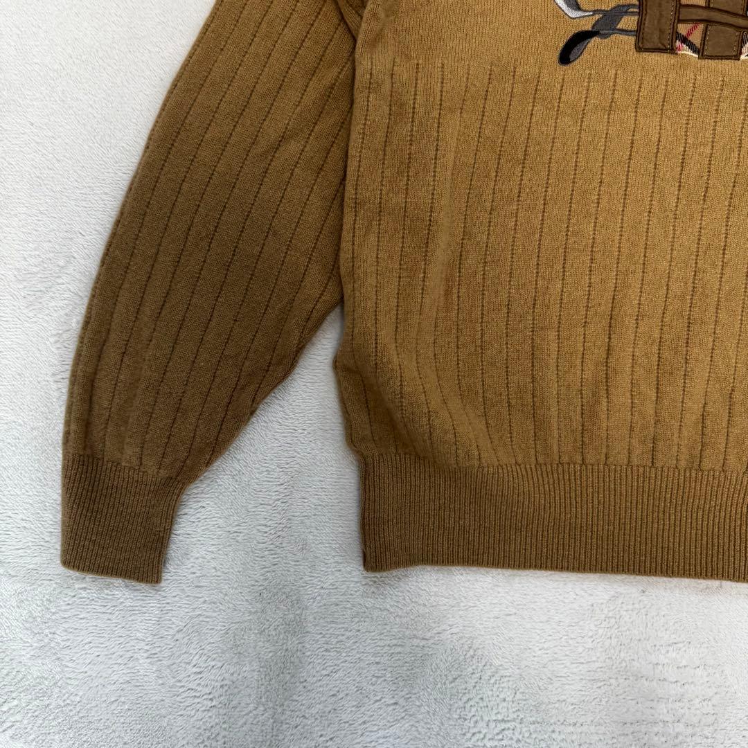 【美品】BURBERRYS ニット セーター 毛100% 犬刺繍　L ブラウン