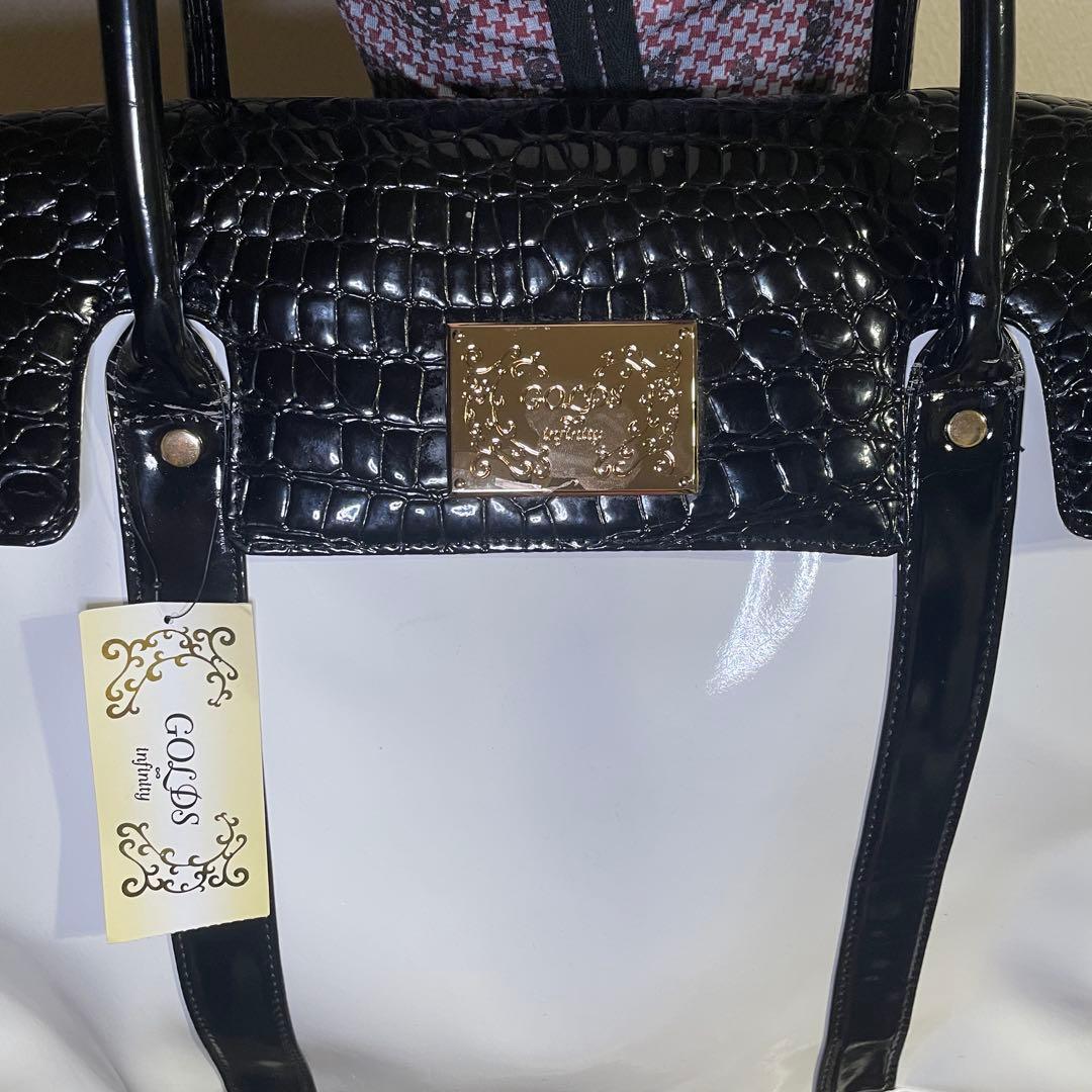 00s 希少golds infinity ロゴ入り エナメル型押しボストンバッグ