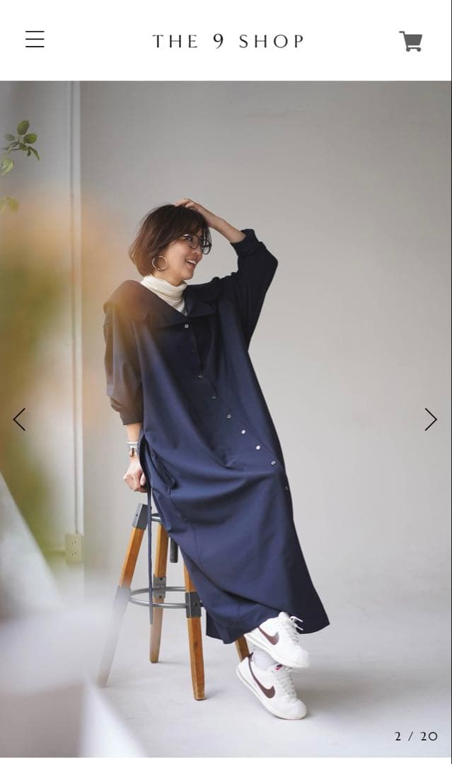 9SHOP EVERYDAY shirt DRESS ネイビー