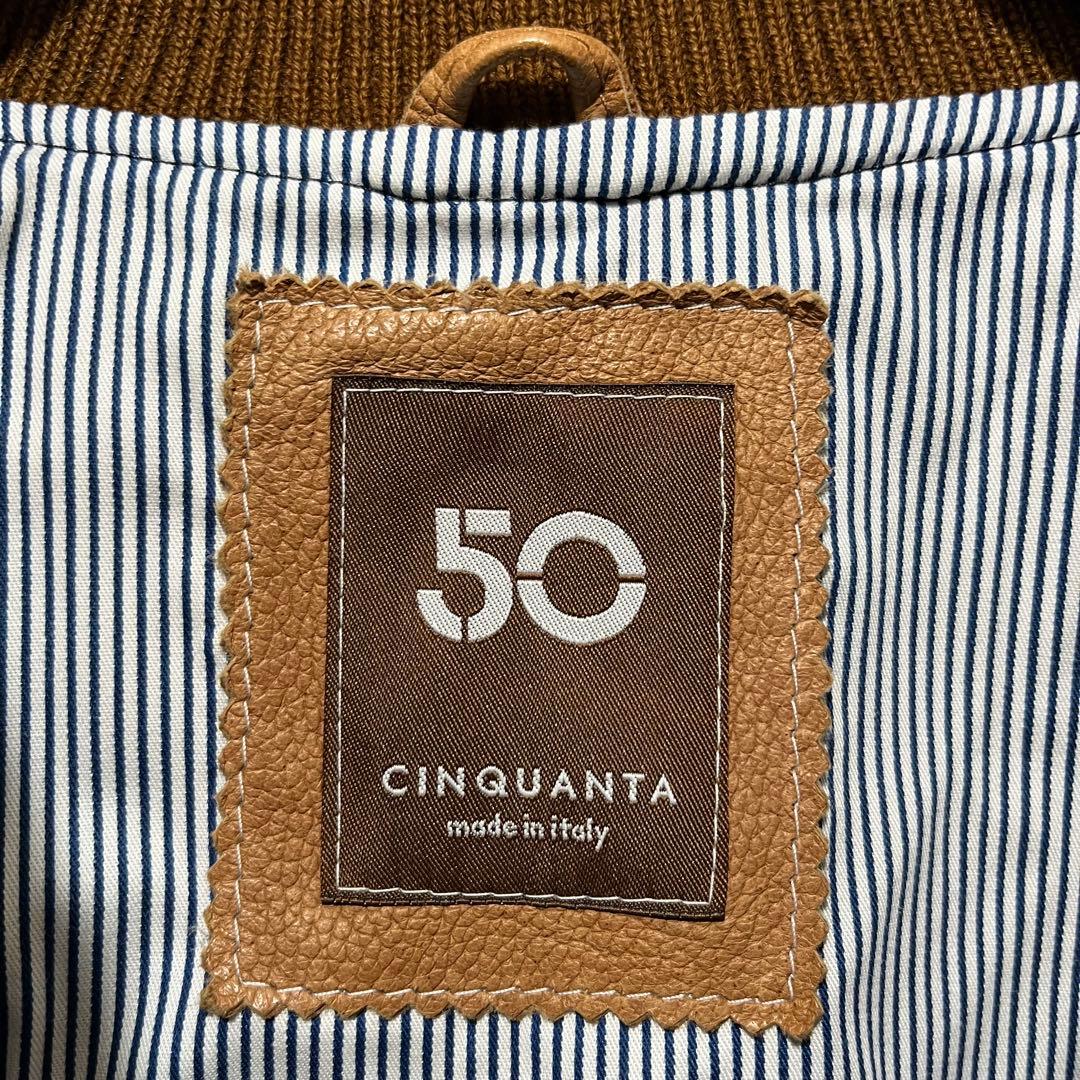 本革 CINQUANTA sheep skinレザージャケット ブラウンネイビー