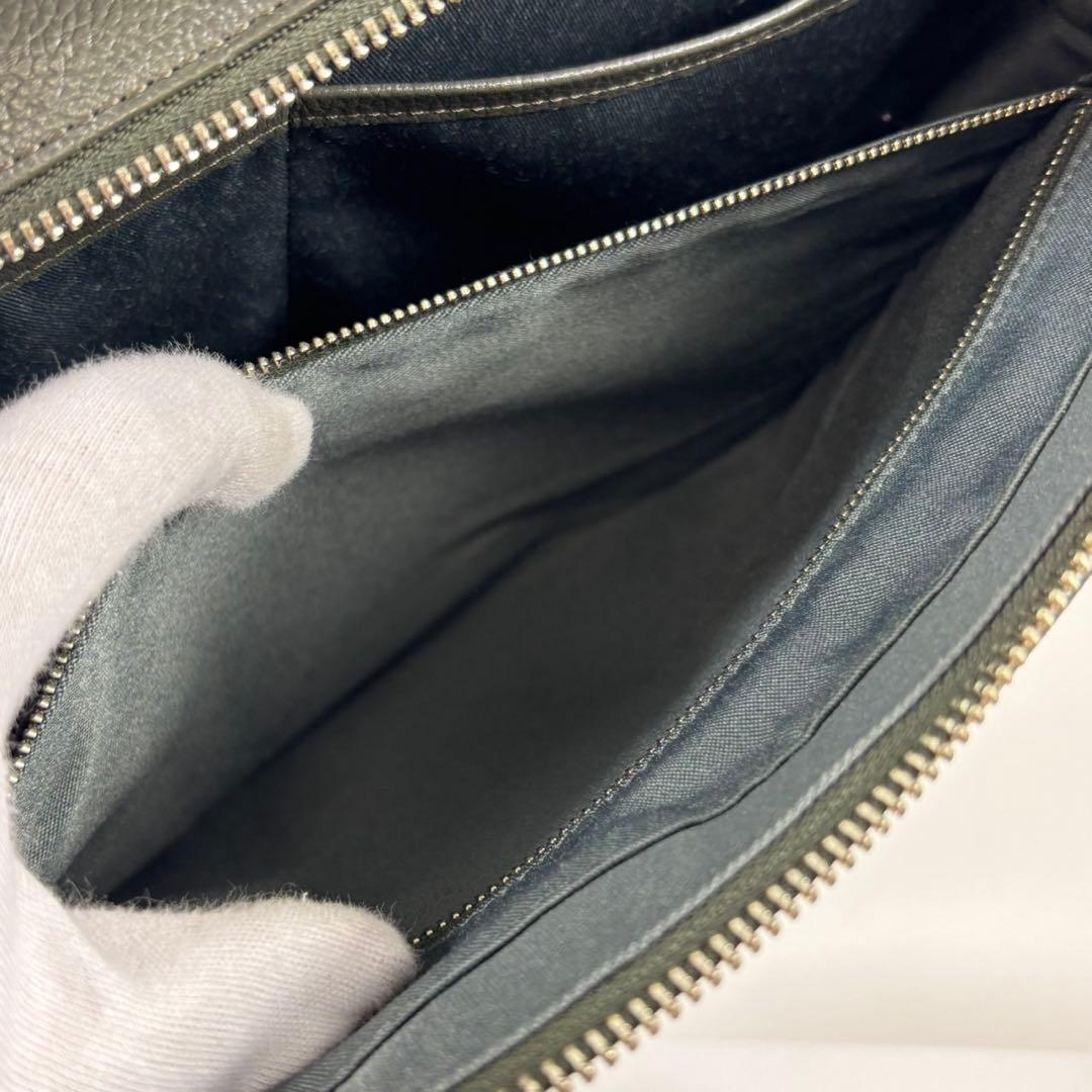 【美品】ビジネスレザーファクトリー ビジネスバッグ 本革　モスグリーン