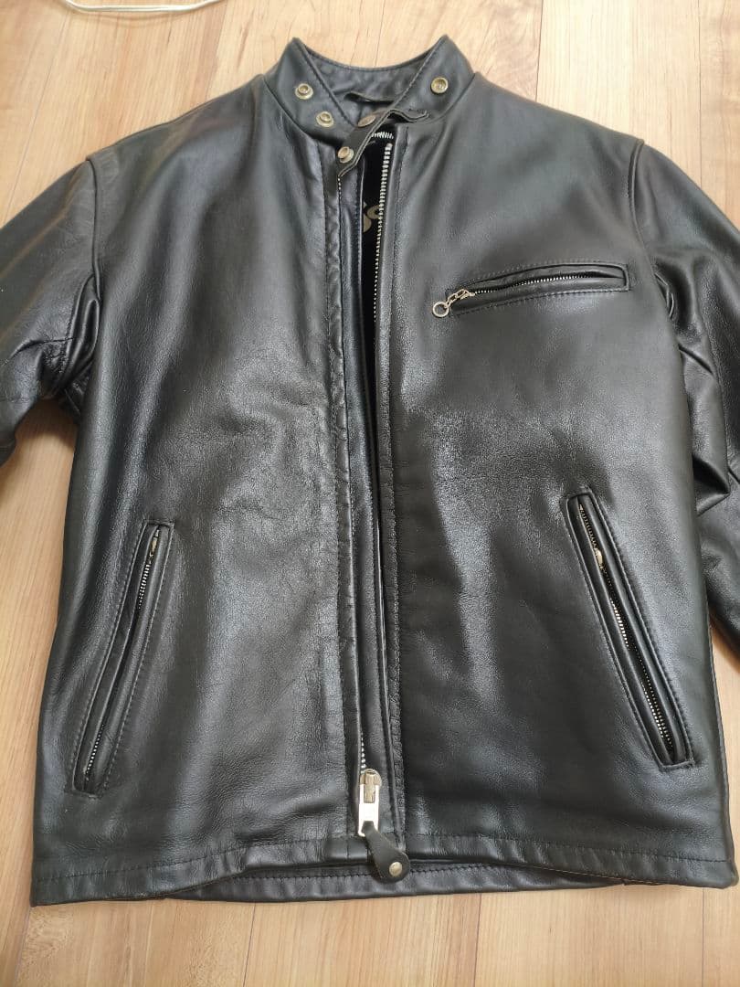 Schott ブラックレザーシングルライダース 38