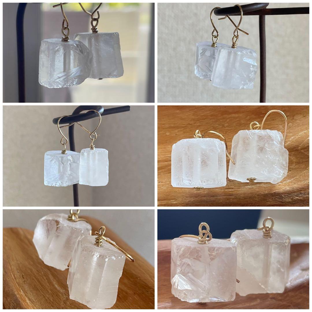 503a 708 714 エンジェルラダー　アパタイト　水晶ラフロック　ピアス