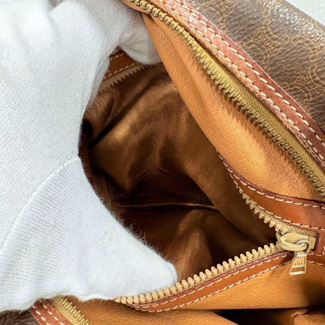 美品CELINE セリーヌ マカダム トリオンフ ハンドバッグ ブラウン PVC