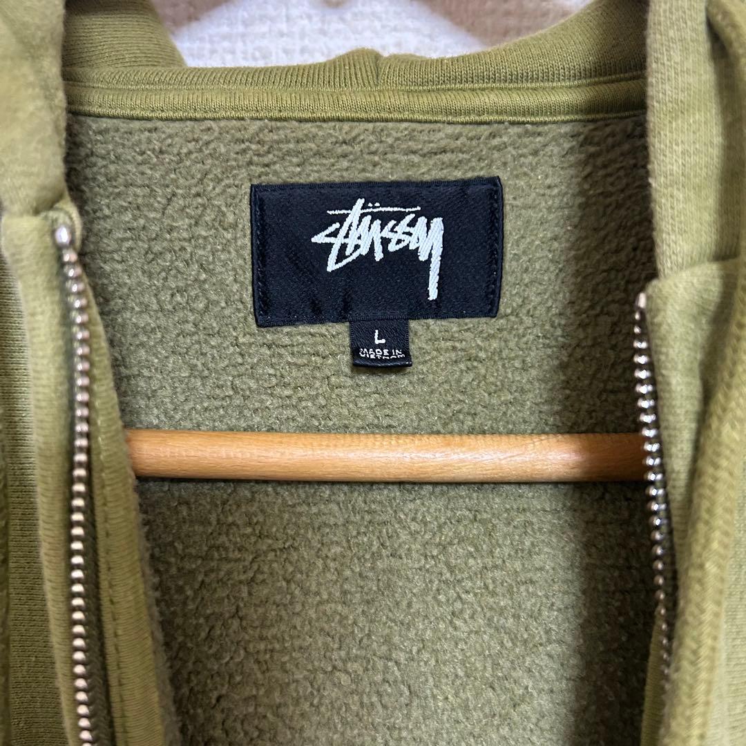 STUSSY オリーブ ジップアップフーディ Lサイズ