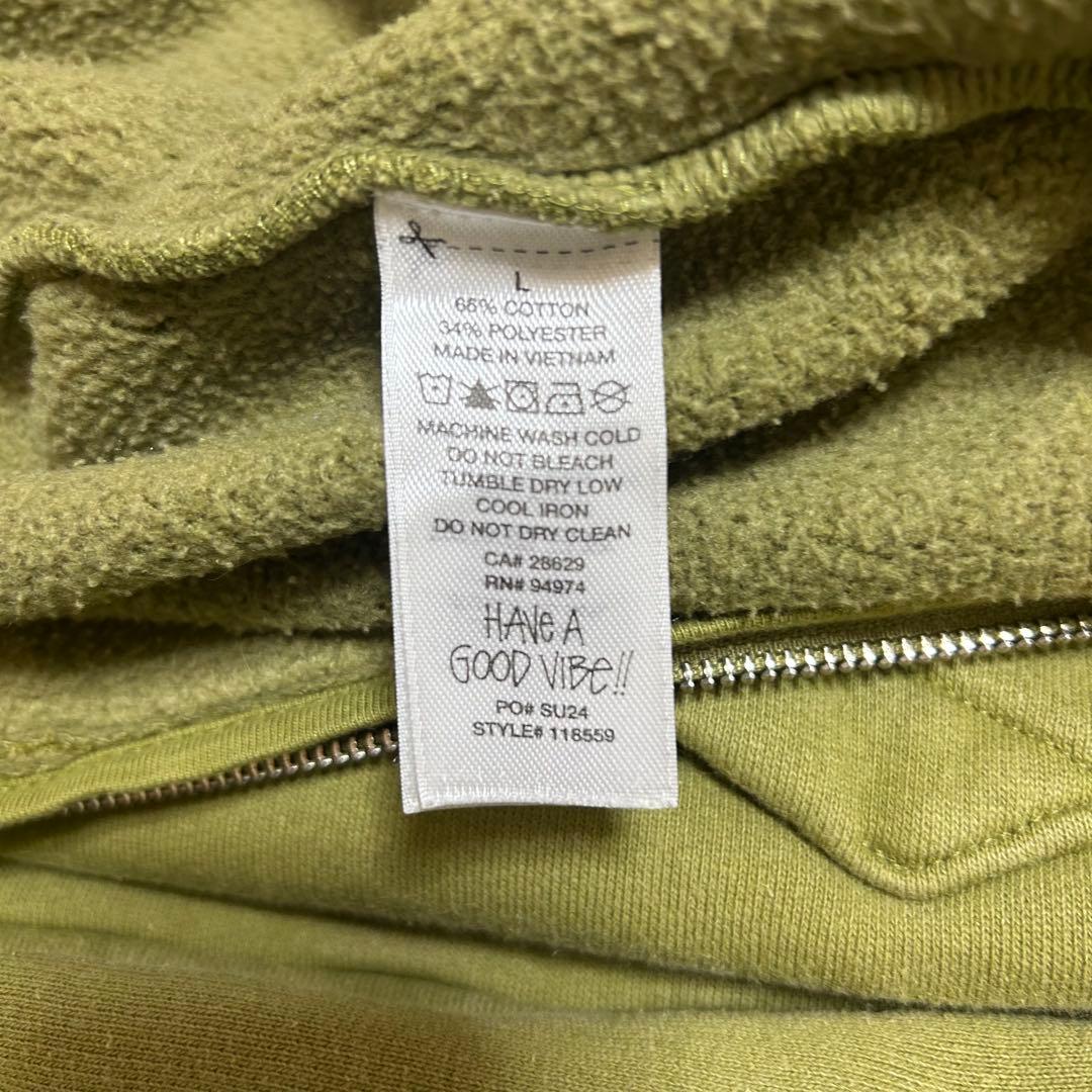 STUSSY オリーブ ジップアップフーディ Lサイズ