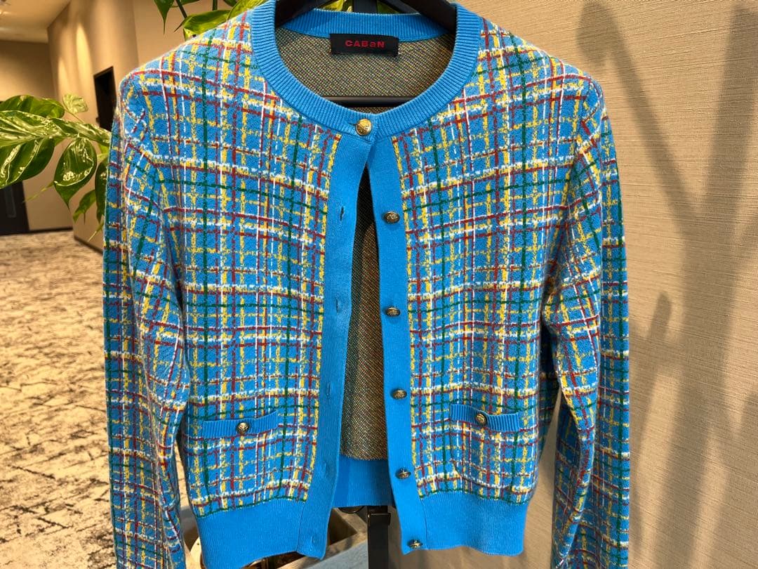 CABaN コットンカシミヤ チェックジャカード カーディガン