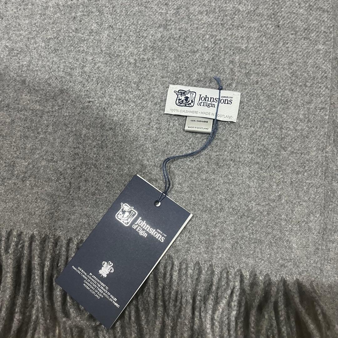 の*う様 美品 ジョンストンズ カシミヤ100％ 大判ストール ミッド グレー