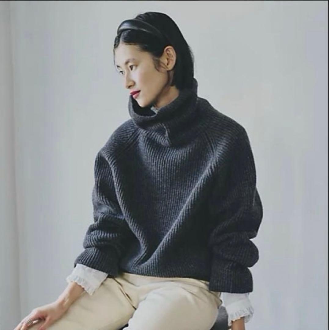 SINME グレー タートルネック ニットセーター 長袖 シンメ
