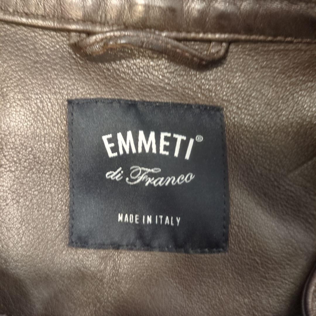 EMMETI ダークブラウン シングルライダースジャケット