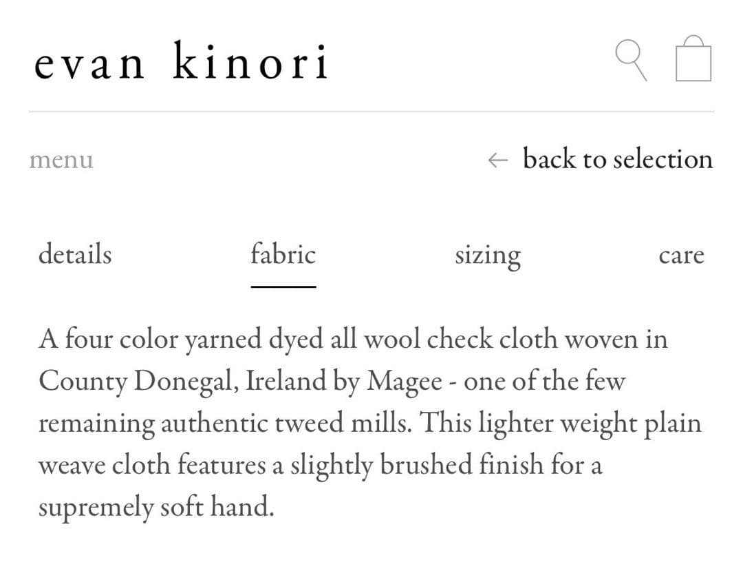 トップス evan kinori Big Shirt Irish Wool Flannel