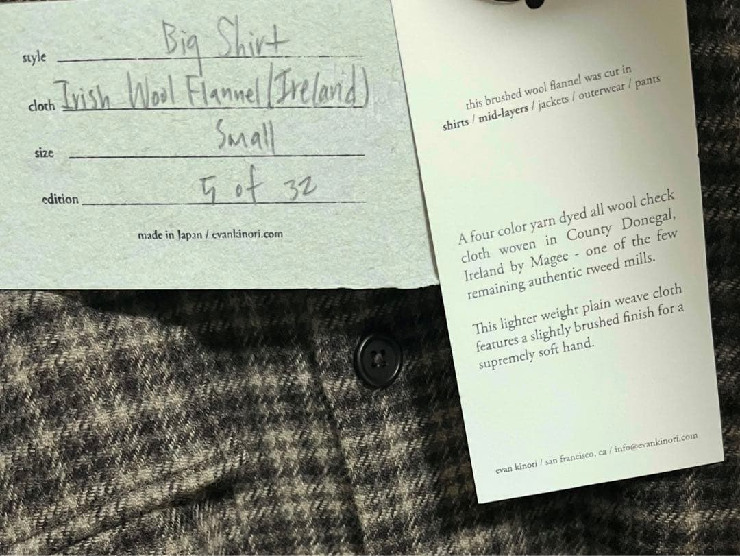 トップス evan kinori Big Shirt Irish Wool Flannel
