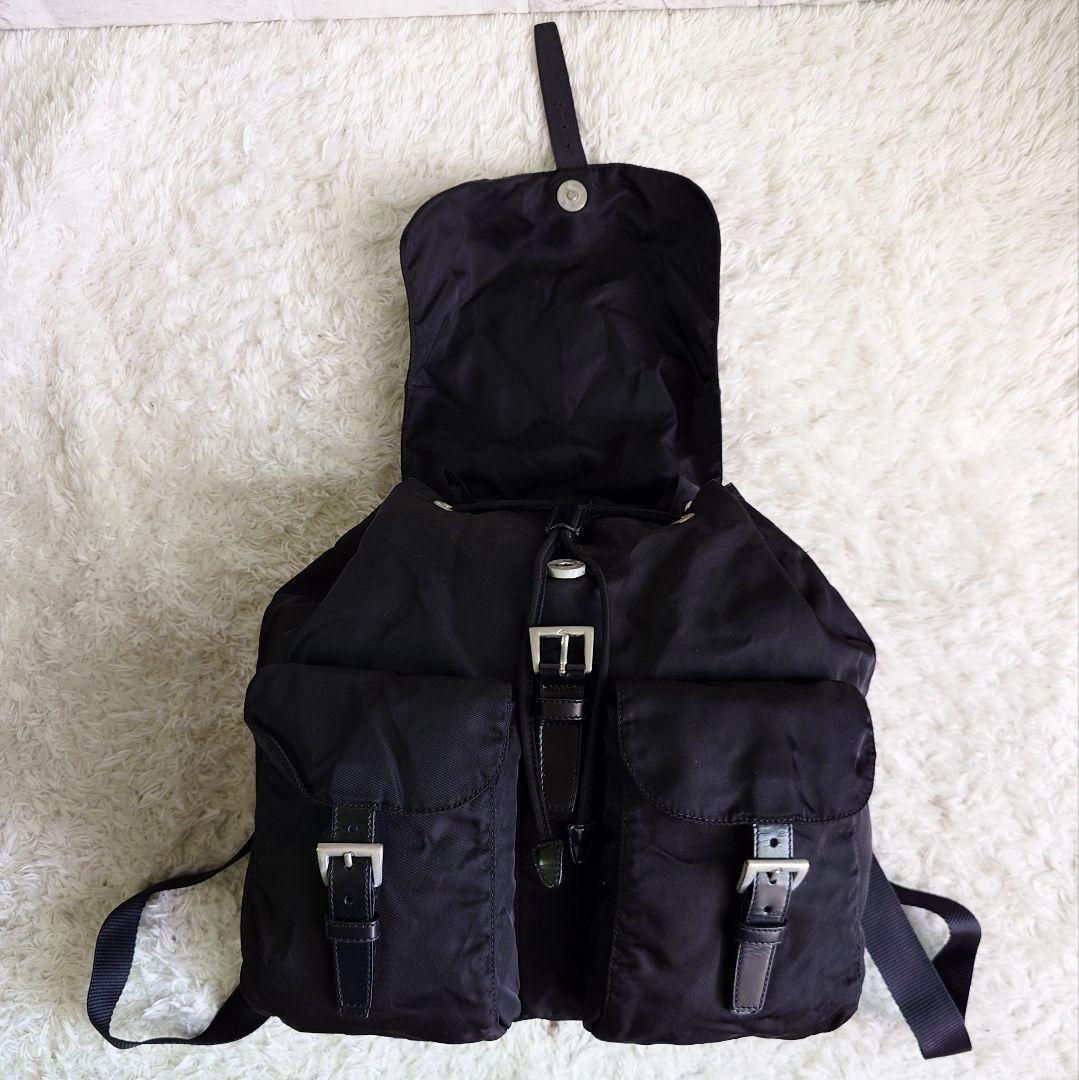 プラダ リュックサック 三角ロゴ ブラック ナイロン バックパック 巾着