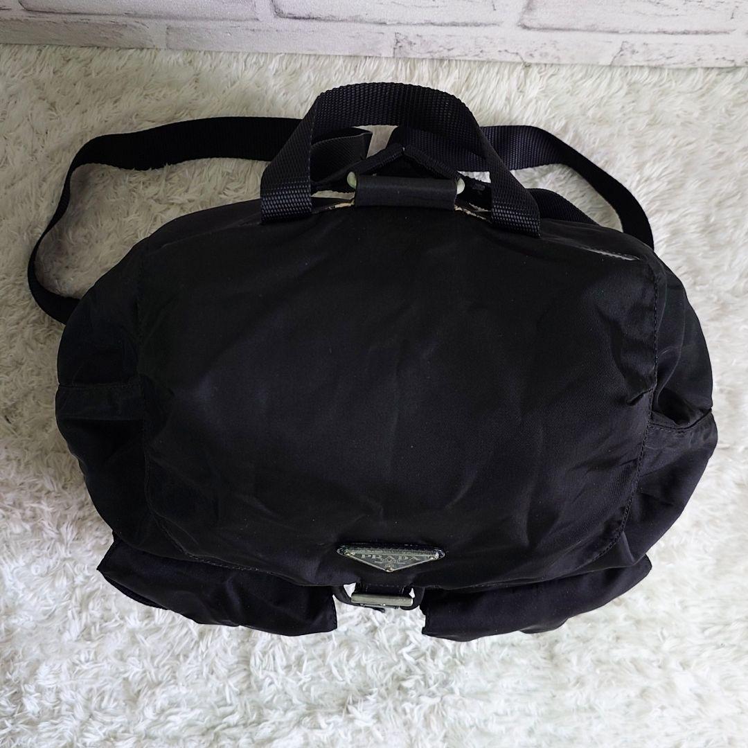 プラダ リュックサック 三角ロゴ ブラック ナイロン バックパック 巾着