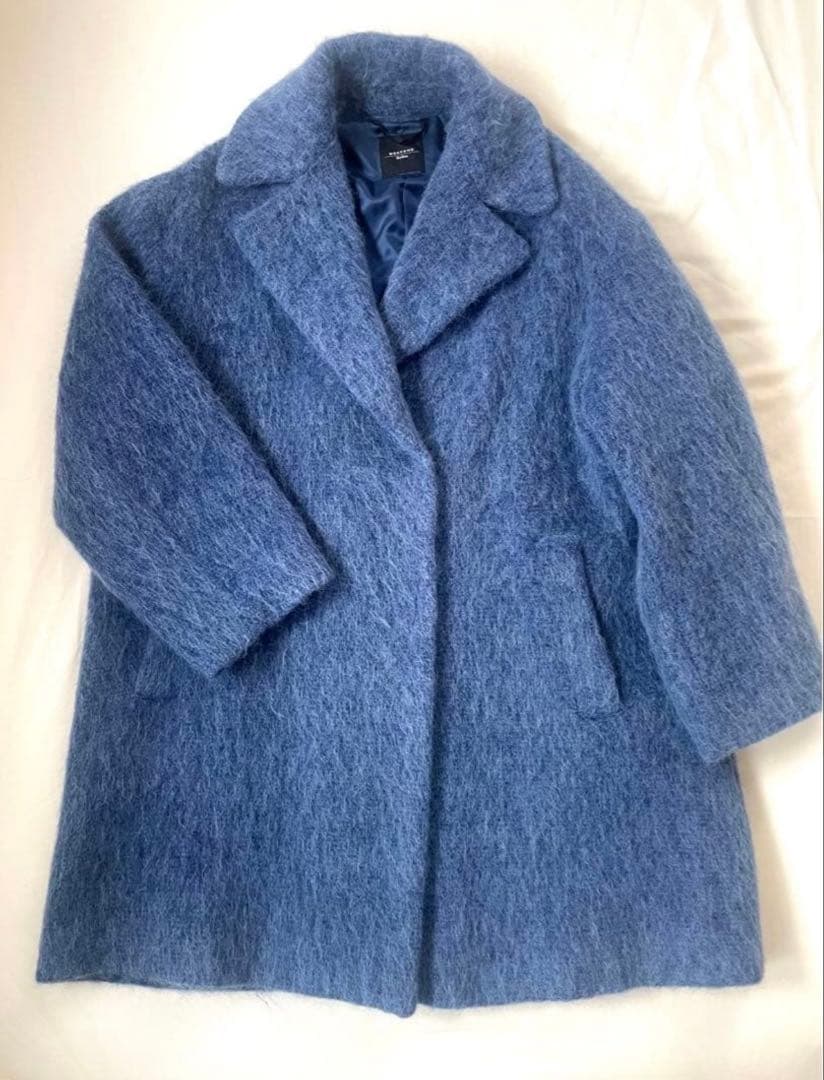 WEEKEND MAXMARA アルパカモヘアシャギーコート　青