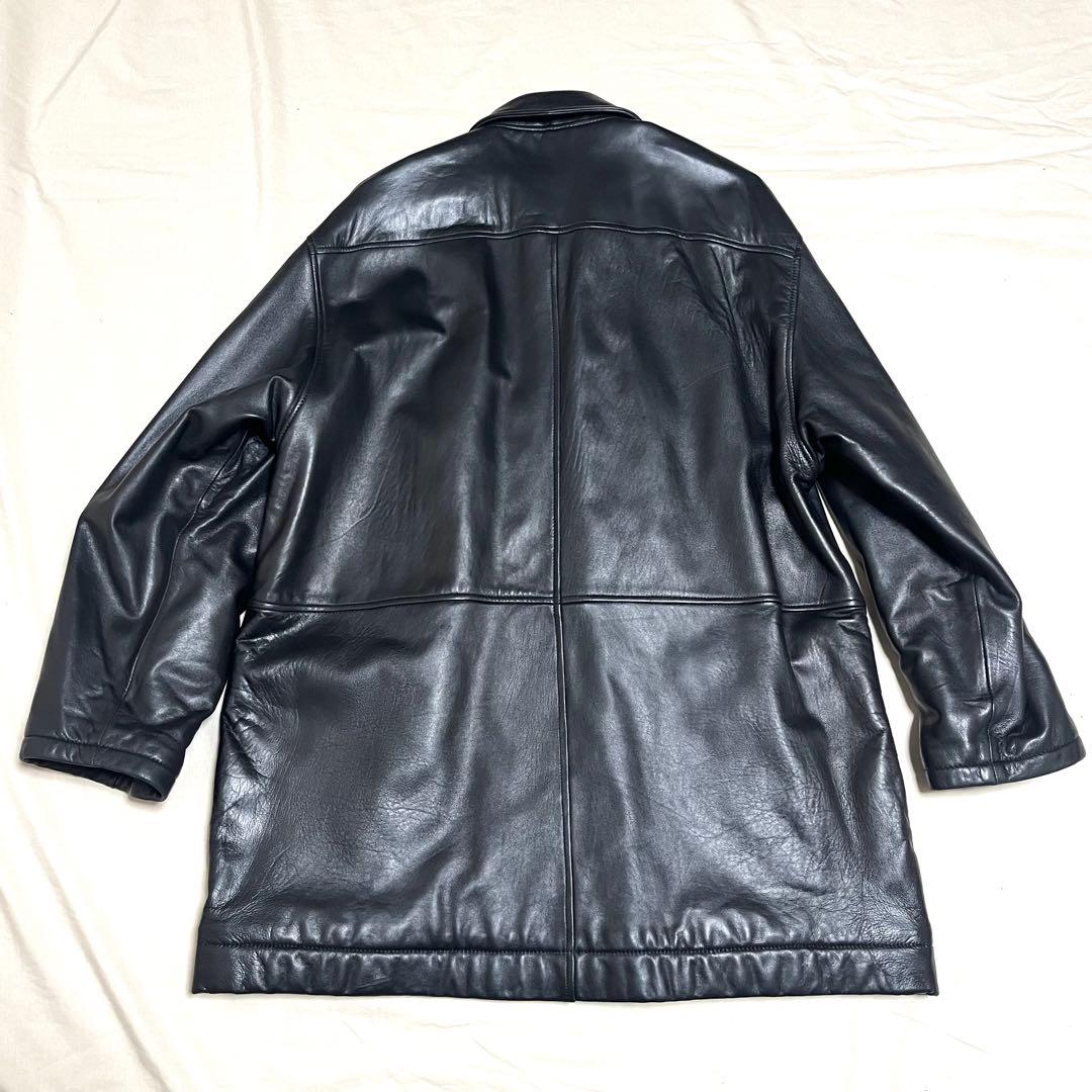 ポールスミス　ラムレザージャケット　羊革　キルティング　中綿　美品　黒　XL