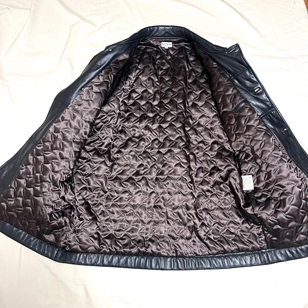 ポールスミス　ラムレザージャケット　羊革　キルティング　中綿　美品　黒　XL