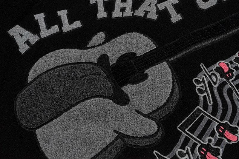 【Ｂ品ドットボタン不良】GRAF&WU音符サガラ刺繍ドンキー衿中綿スタジャン