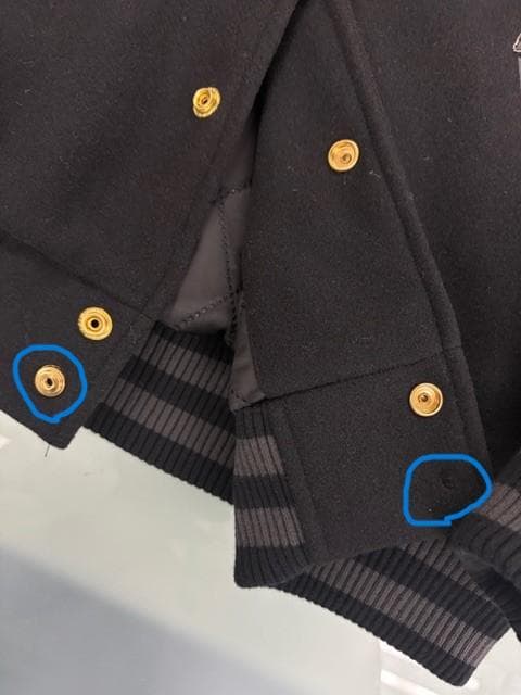 【Ｂ品ドットボタン不良】GRAF&WU音符サガラ刺繍ドンキー衿中綿スタジャン