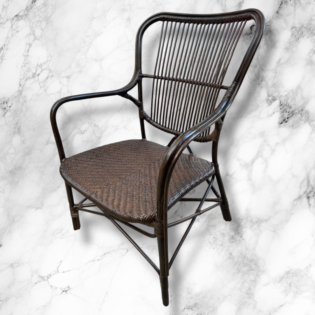 Kazama カザマ ラタンチェア 籐 椅子 アームチェア ダークブラウン